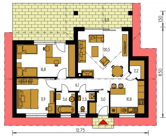 Floor plan of ground floor - BUNGALOW 146